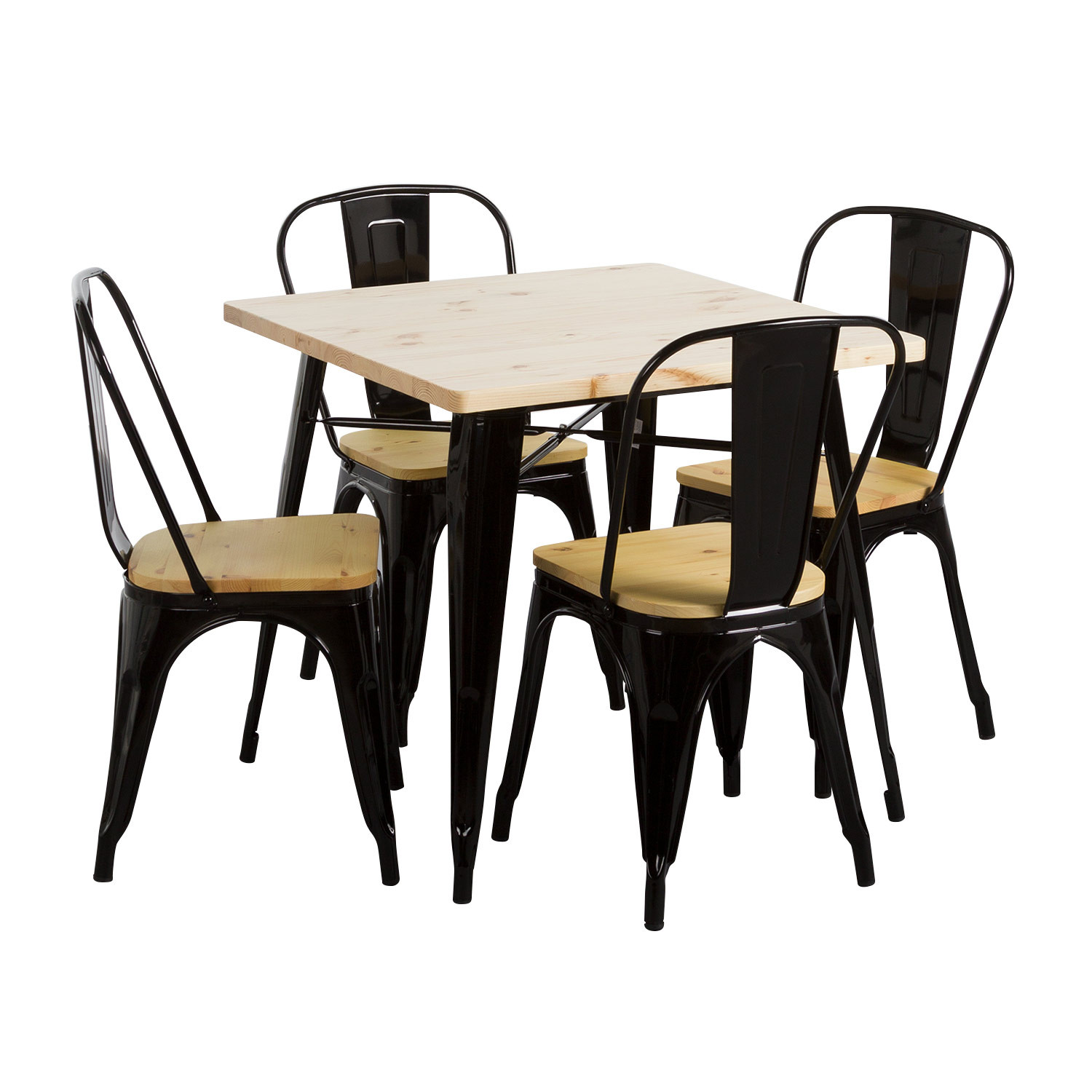 Conjunto Comedor Mesa Cuadrada y 4 Sillas Iron Wood Estilo industrial Thinia Home Conjuntos de Mesa y Sillas de Comedor 1
